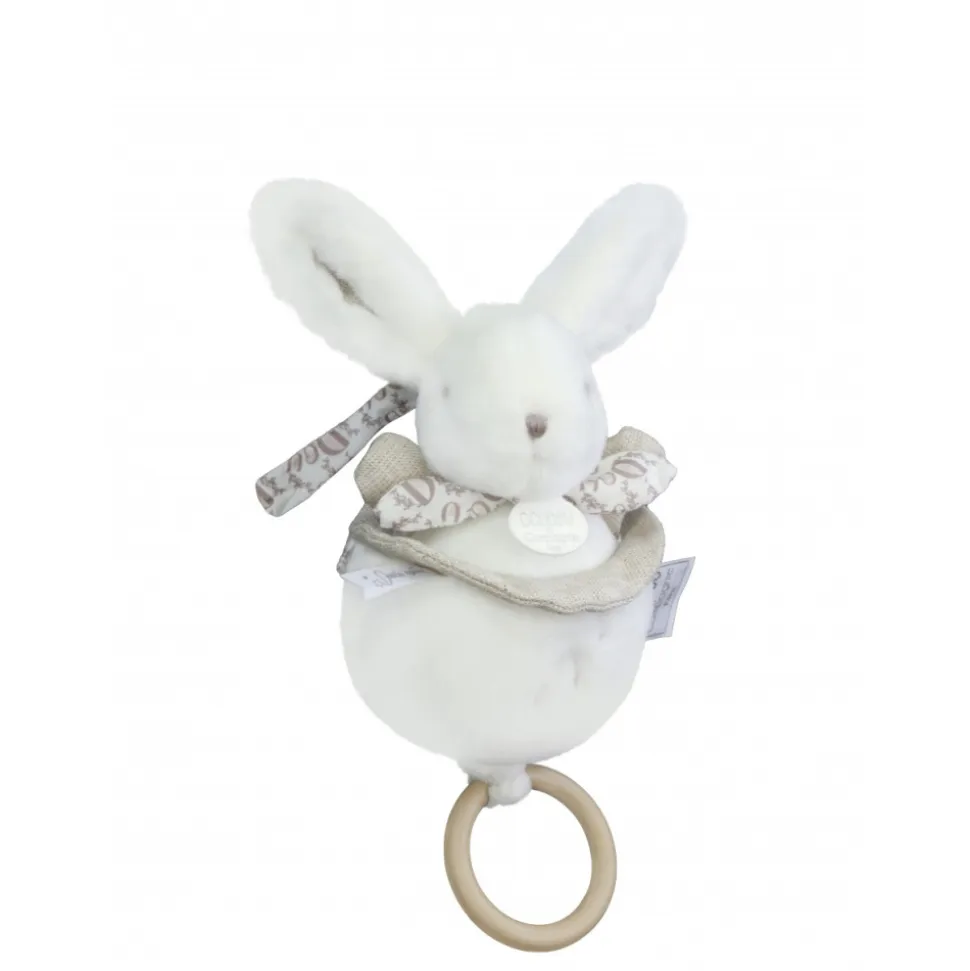 Boîte à musique lapin doudou blanc