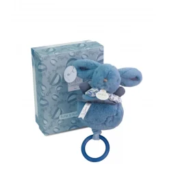 Boîte à musique lapin doudou bleu
