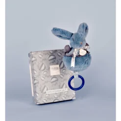 Boîte à musique lapin doudou bleu