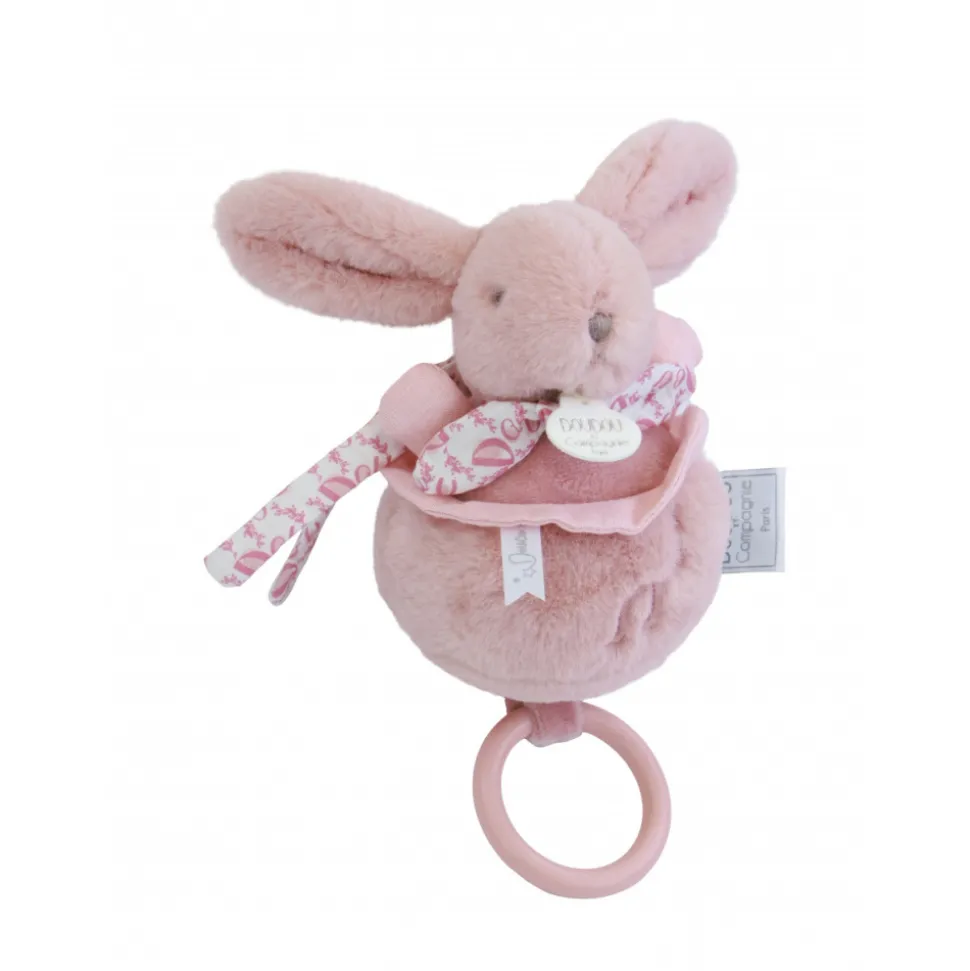 Boîte à musique lapin doudou rose