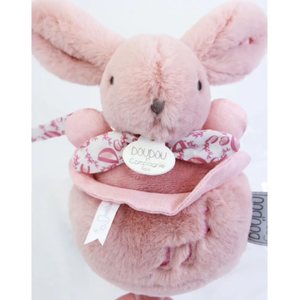 Boîte à musique lapin doudou rose