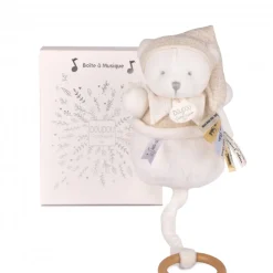 Boîte à musique ours 20 cm beige