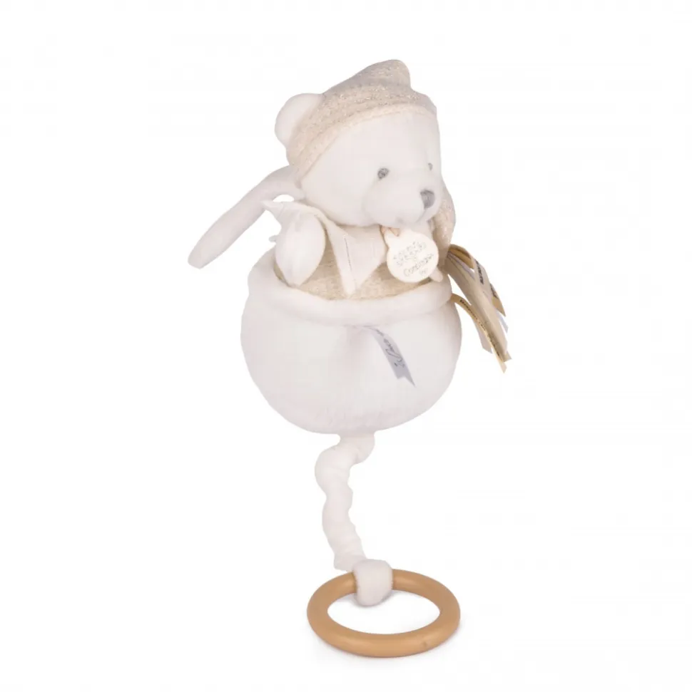 Boîte à musique ours 20 cm beige