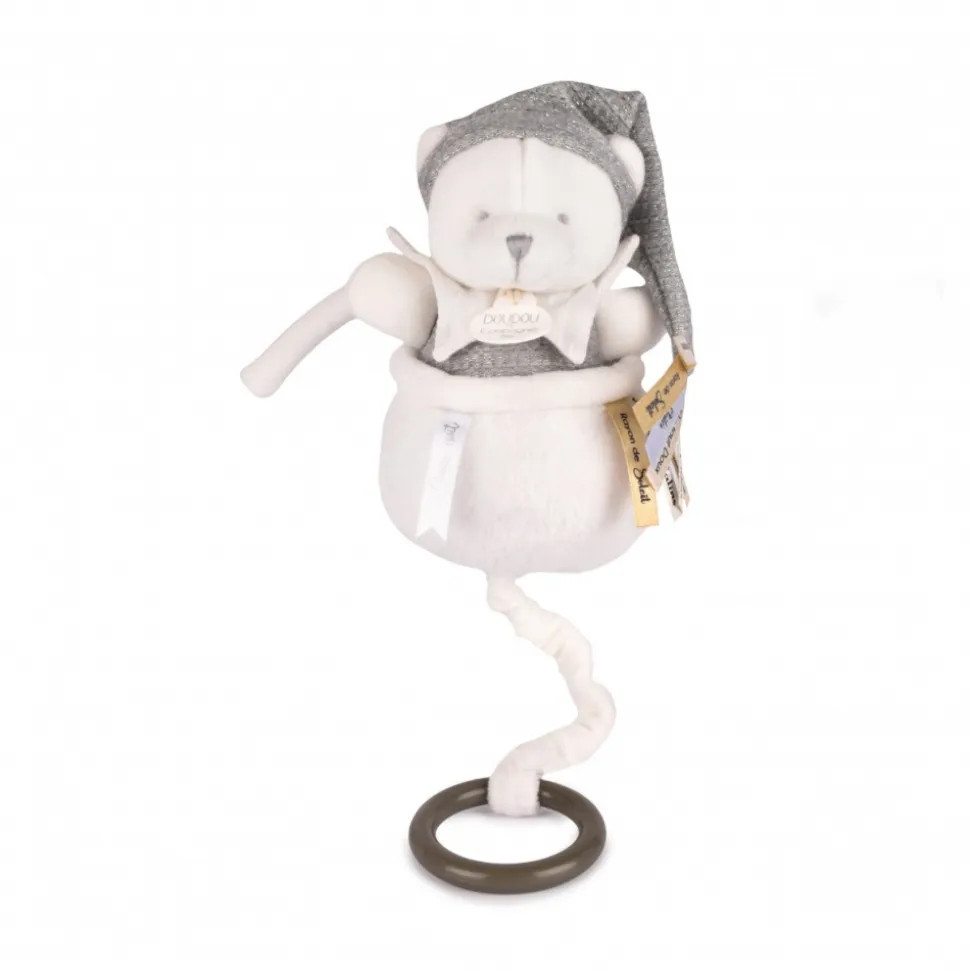Boîte à musique ours 20 cm gris