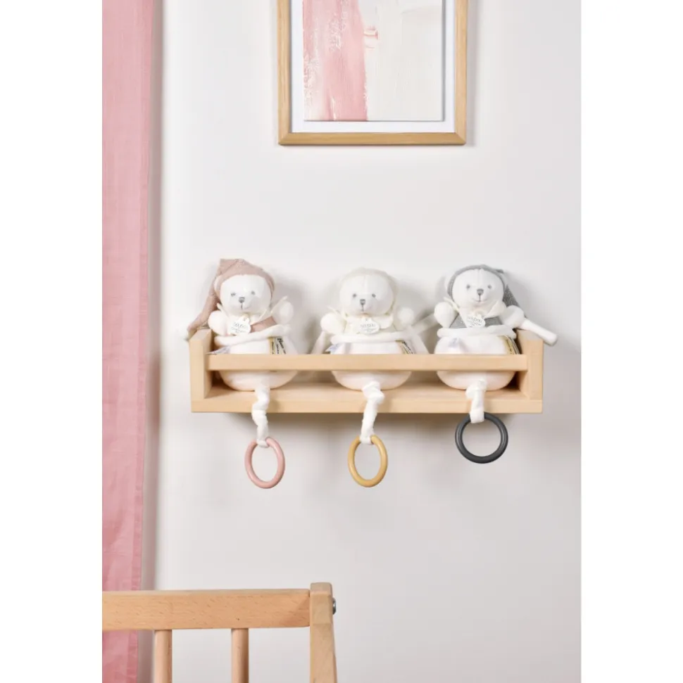 Boîte à musique ours 20 cm rose