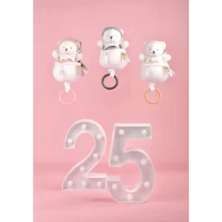 Boîte à musique ours 20 cm rose