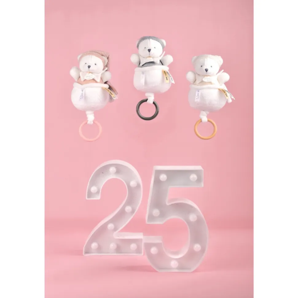 Boîte à musique ours 20 cm rose