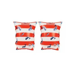 Brassards piscine enfant 2-6 ans - rayé blanc/rouge baleine