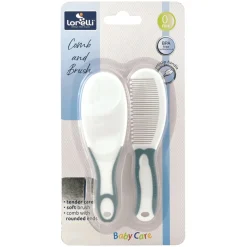 Brosse et peigne bleu