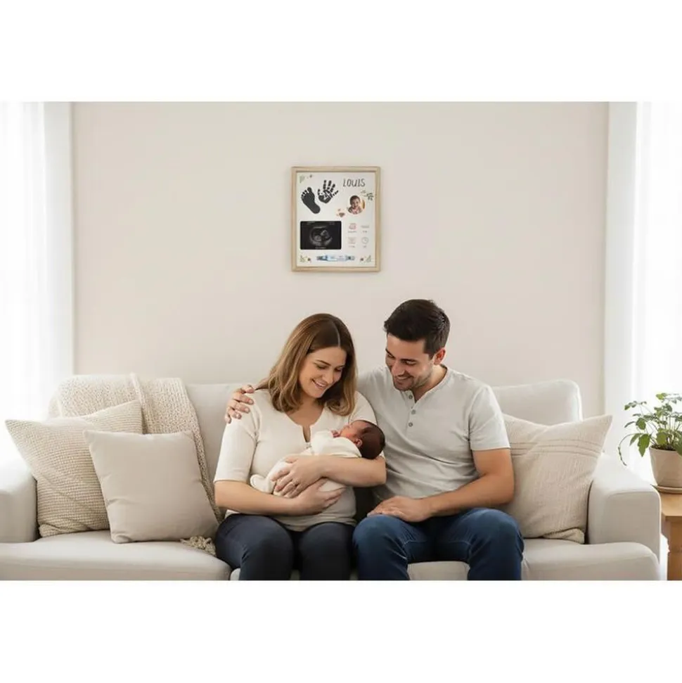 Cadre empreinte maternité bébé bois