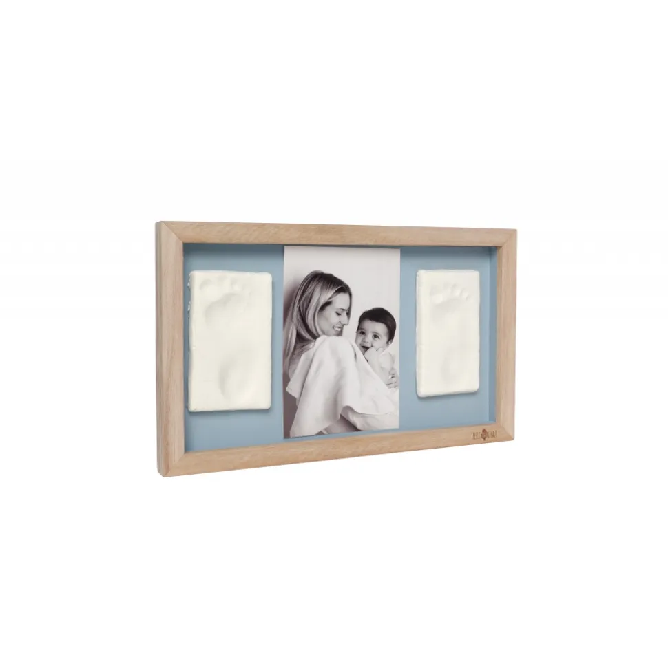 Cadre 2 empreintes avec photo blue abstrait
