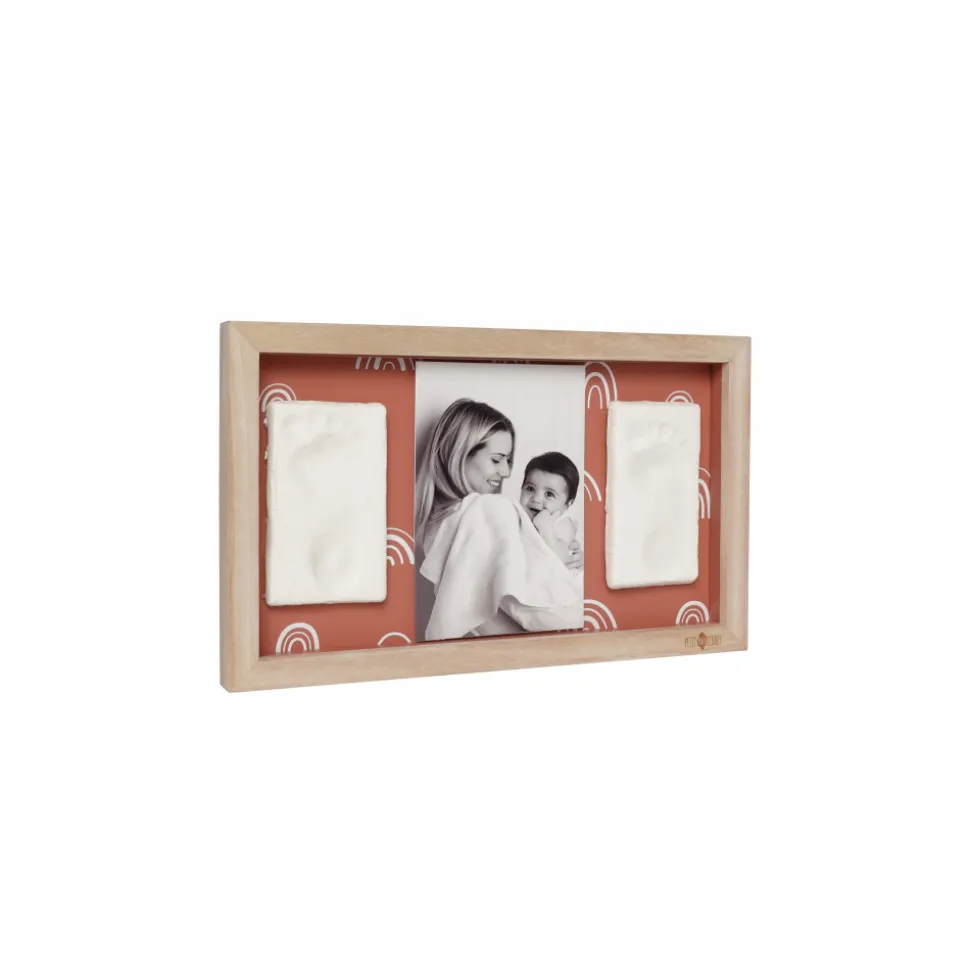 Cadre 2 empreintes avec photo rainbow terracotta