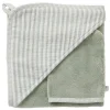 Cape de bain bébé avec gant de toilette soft stripes vert de gris