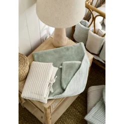 Cape de bain bébé avec gant de toilette soft stripes vert de gris