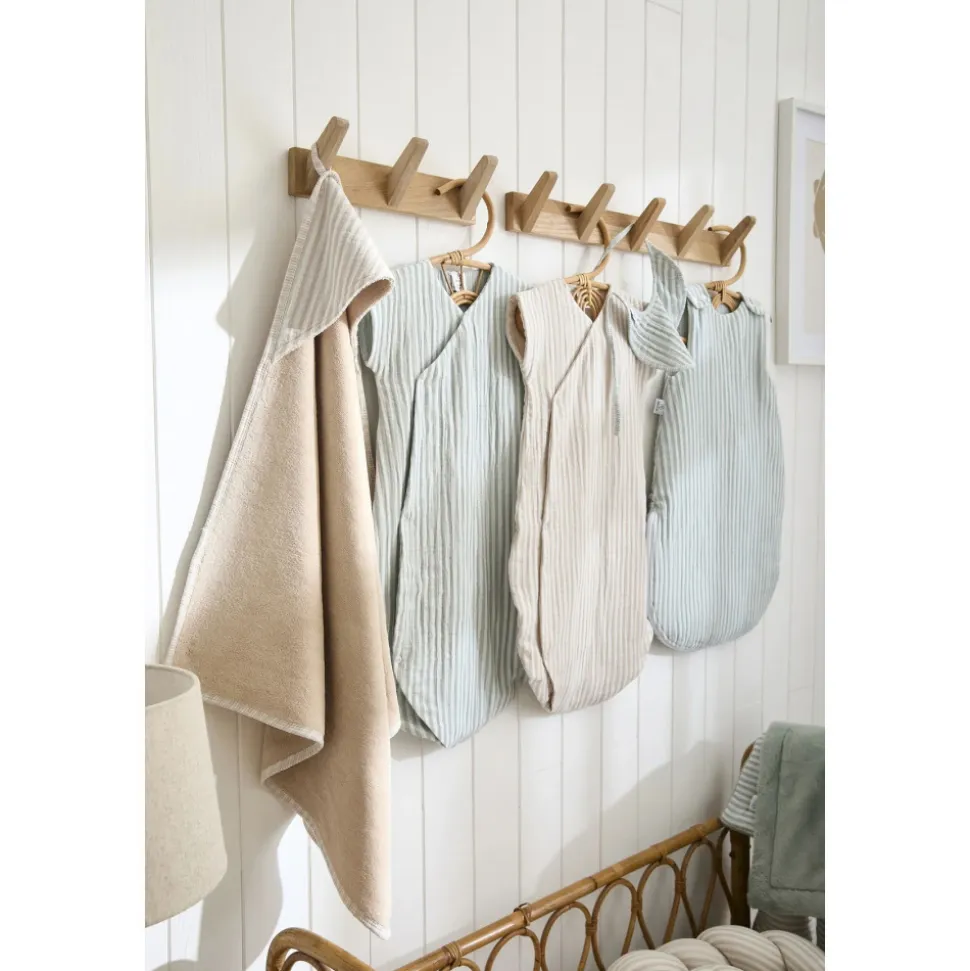 Cape de bain bébé avec gant de toilette soft stripes galet