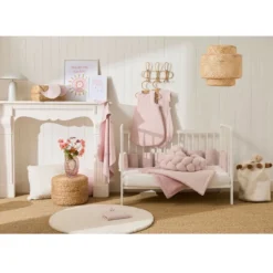 Cape de bain bébé avec gant de toilette vieux rose - soft stripes