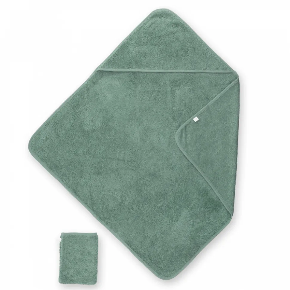 Cape de bain bébé 75x75 cm terry vert