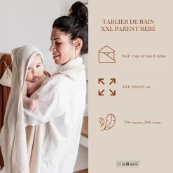 Cape de bain 2 en 1 pour bébé ecru
