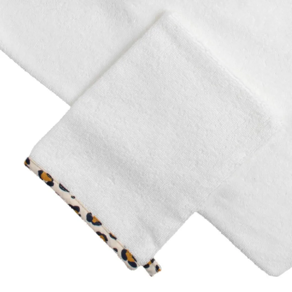 Cape de bain et gant de toilette leopard