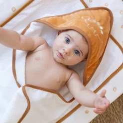 Cape de bain et gant diplododo camel