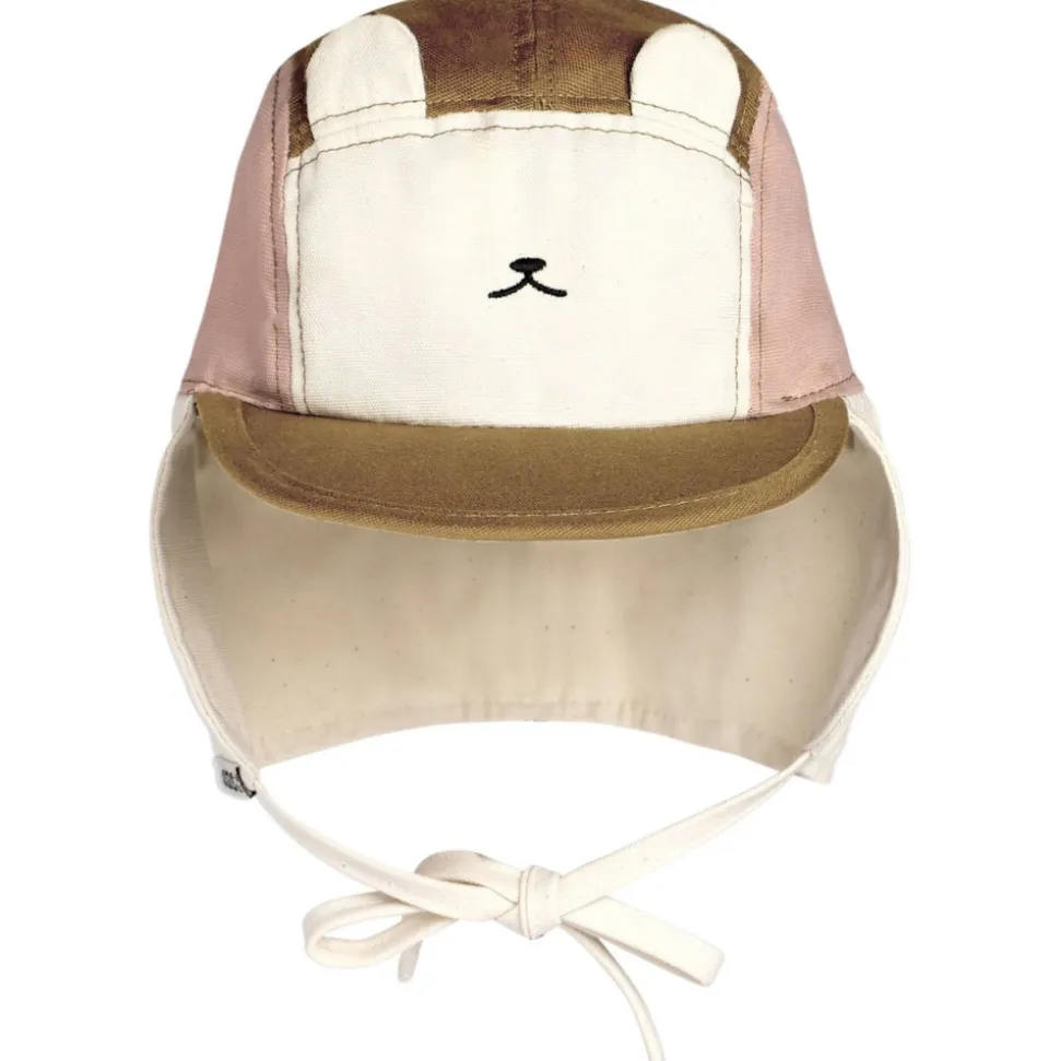 Casquette anti-uv ourson - rose et brun 2/6 ans