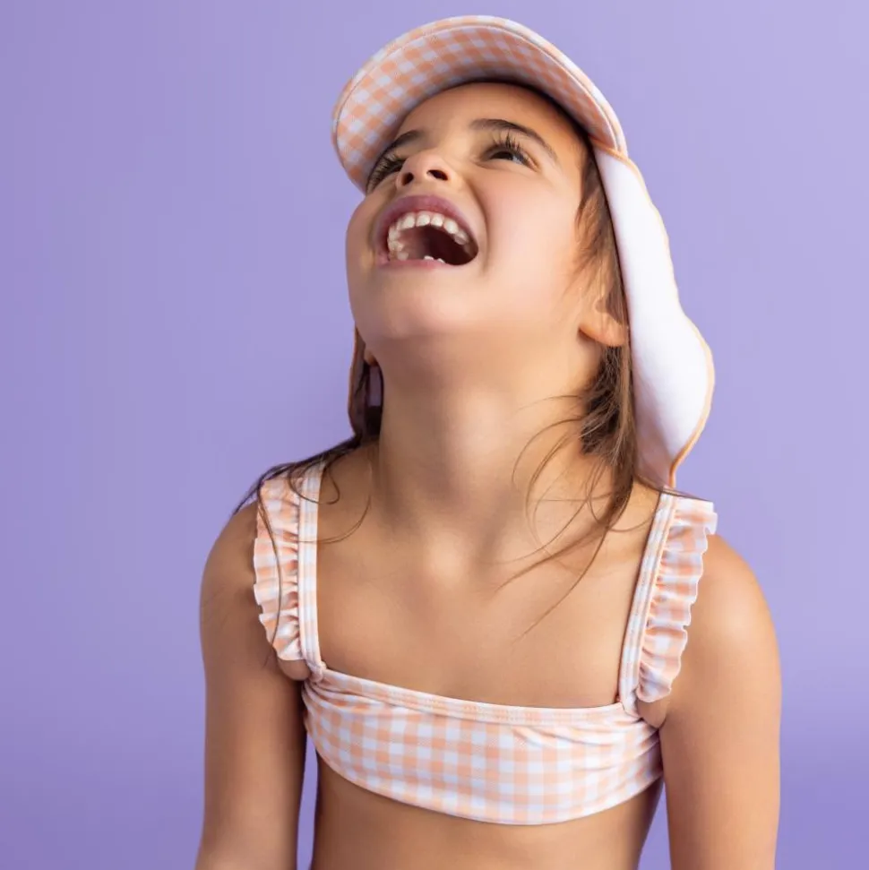 Casquette uv 1-2 ans carreaux orange