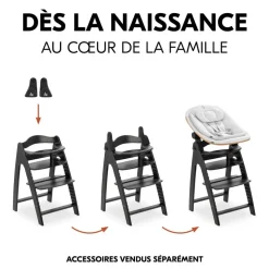 Chaise haute bébé arketa n play en bois noir avec plateau de jeu
