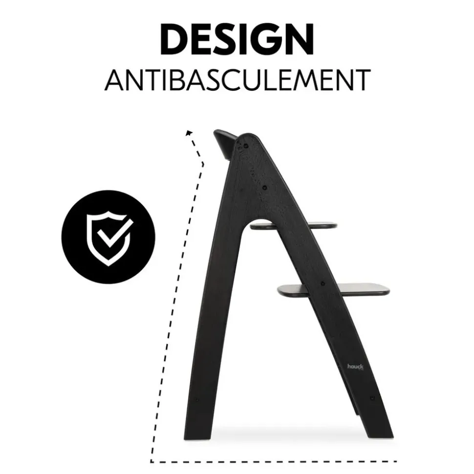 Chaise haute bébé arketa n play en bois noir avec plateau de jeu