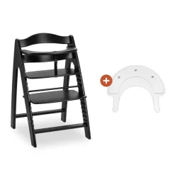 Chaise haute bébé arketa n play en bois noir avec plateau de jeu