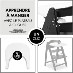 Chaise haute bébé arketa n play en bois noir avec plateau de jeu