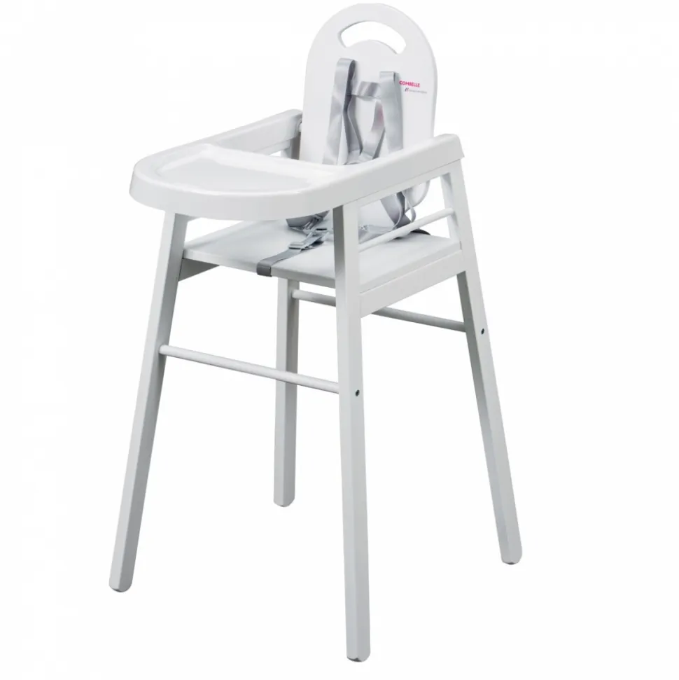 Chaise haute bébé lili fixe (avec tablette amovible ) laque blanc