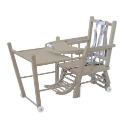 Chaise haute bébé marcel transformable barreaux laque gris clair