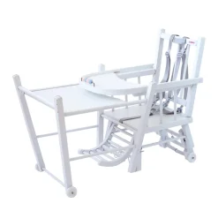 Chaise haute bébé marcel transformable barreaux laque blanche