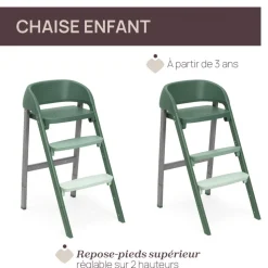 Chaise haute crescendo up imperial green re_lux + kit tour d'observation crescendo up grey