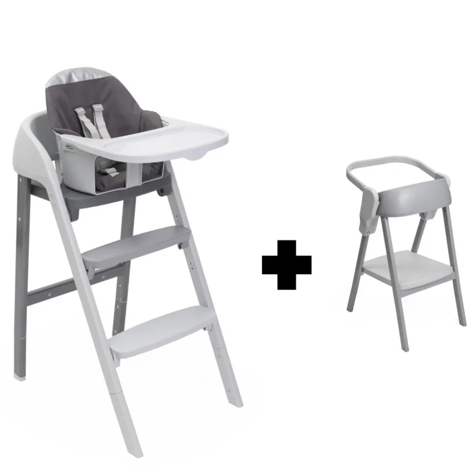 Chaise haute crescendo up steel cloud re_lux + kit tour d'observation crescendo up grey