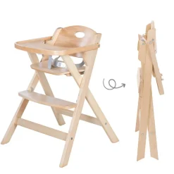 Chaise haute enfant pliable bois naturel
