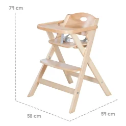 Chaise haute enfant pliable bois naturel
