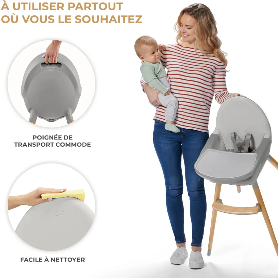 Chaise haute fini 2 gris