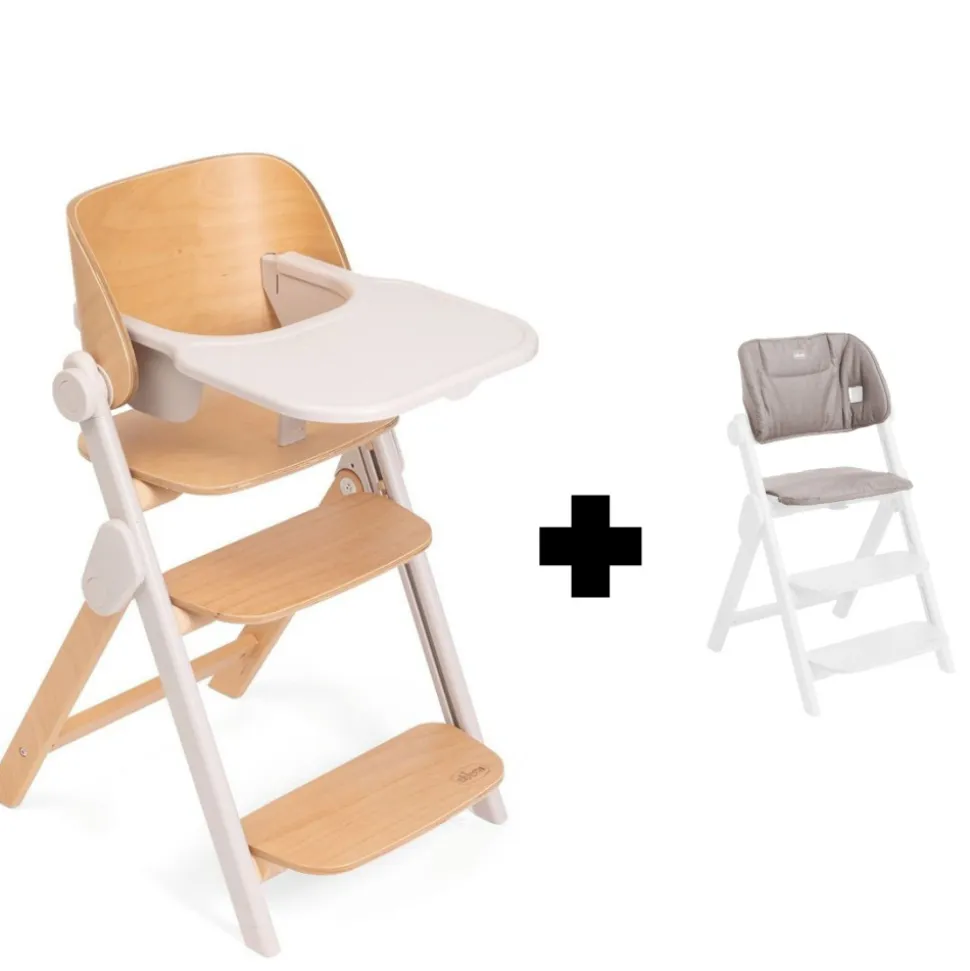 Chaise haute meraviglia fossil + coussin de siège meraviglia sandshell