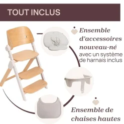 Chaise haute meraviglia milk + coussin de siège meraviglia sandshell