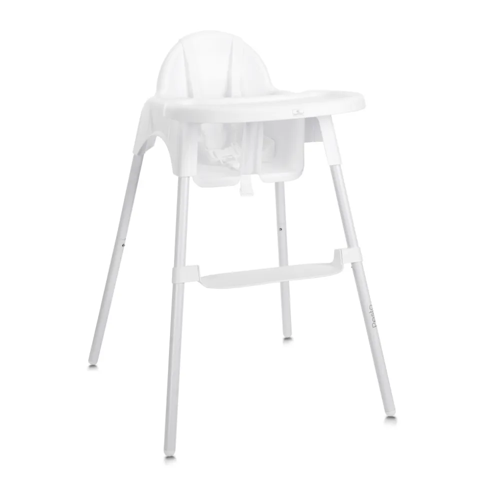 Chaise haute plateau amovible pesto blanc