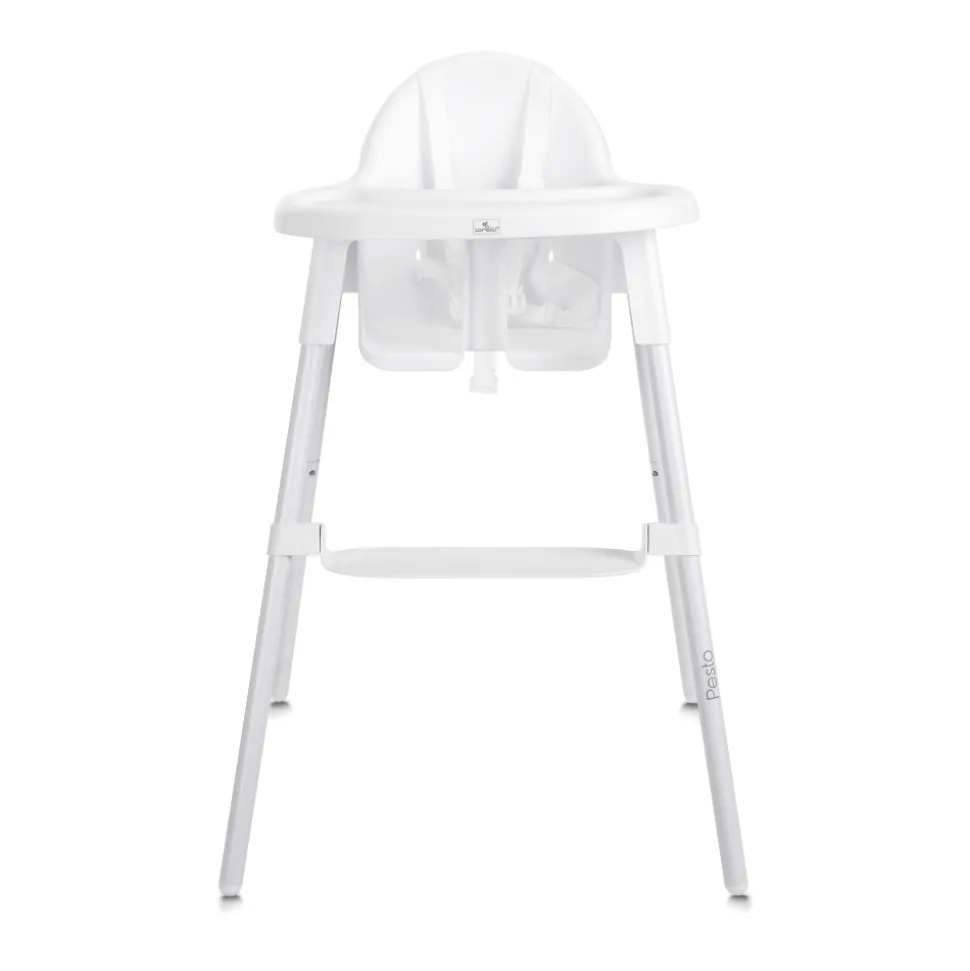 Chaise haute plateau amovible pesto blanc