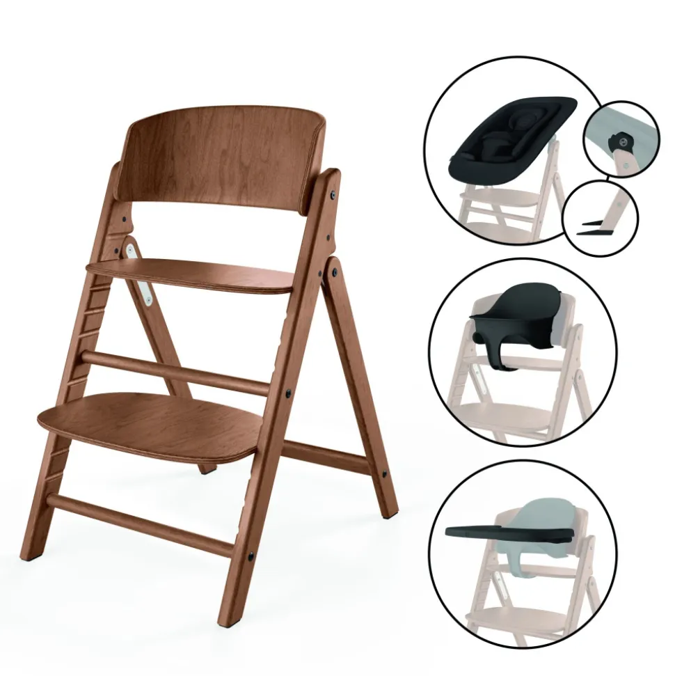 Chaise haute pliante évolutive click & fold 4-en-1 all natural dark