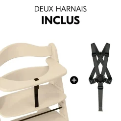 Chaise haute évolutive alpha beige + transat premium dark grey
