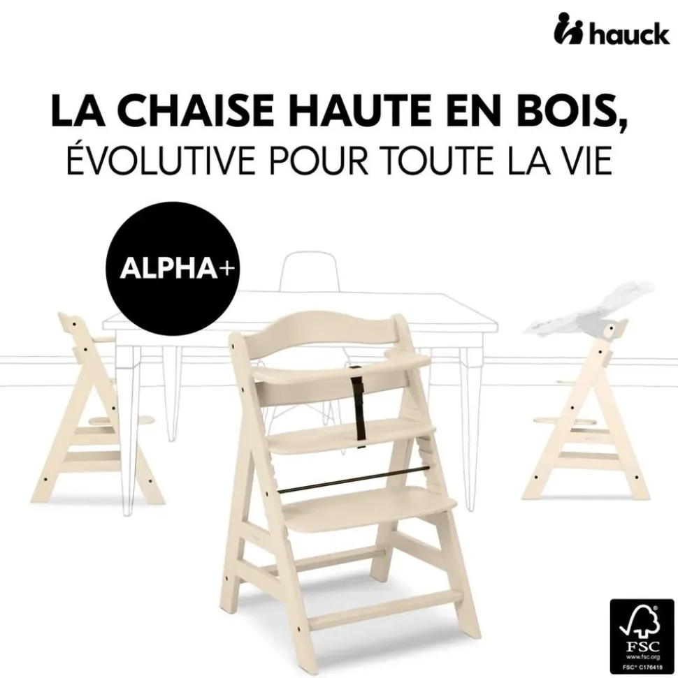 Chaise haute évolutive alpha beige + transat premium dark grey