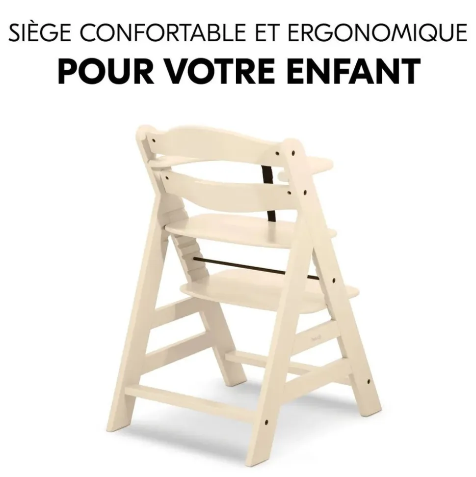 Chaise haute évolutive alpha beige + transat premium dark grey