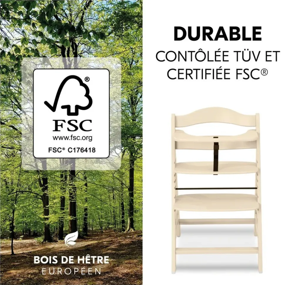 Chaise haute évolutive alpha beige + transat premium dark grey