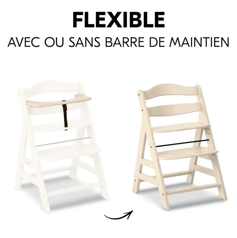 Chaise haute évolutive alpha beige + transat premium dark grey