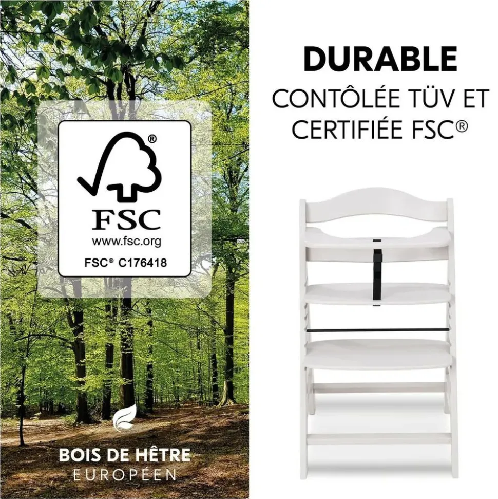 Chaise haute évolutive alpha crème+ transat premium dark grey