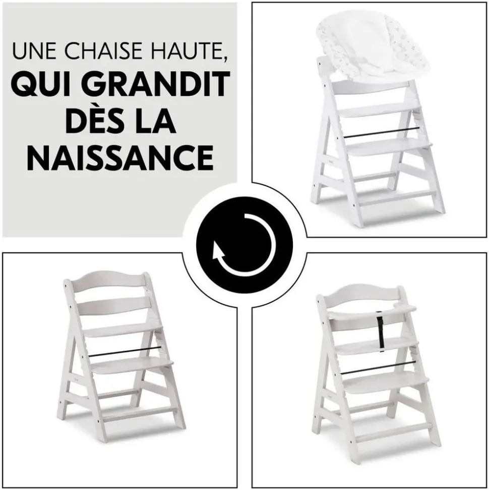 Chaise haute évolutive alpha crème+ transat premium dark grey